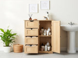 Natural wood color, MDF with melamine veneer, 56*30*80cm, 4 drawers, 1 door, bathroom vanity 73377159