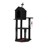 Gothic Cat Tree with Coffin Bed, 57" Cat Tower with Spacious Cat Condo, Scratching Posts, Hanging 12254559