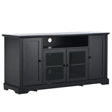 ZNTS U-Can TV Stand for TV up to 65in with 2 Tempered Glass Doors Adjustable Panels Open Style Cabinet, WF287841AAB