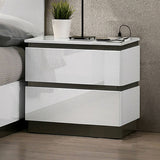 ZNTS Contemporary 1pc Nightstand White Color High Gloss Finish w/ Metallic Accents Bedside Table w USB B011P158089