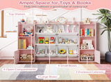 Pink Kids Toy Organizer with 8 Storage Bins, Anti-Tipping Design Open Shelves Cabinet for 3 Years 11264051