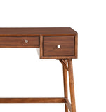 Modern Styling Counter Height Writing Desk Brown Finish Storage Drawers Nickel Knob Hardware Walnut B01146476