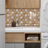 48 Pcs Hexagon Peel And Stick Backsplash Tile, Stick On Backsplash For Kitchen And Bathroom, Wood 45549744