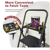 5-step ladder, foldable step stool with tool tray and wide non slip pedals, sturdy steel ladder, W2717P257603