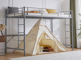 Twin Size Metal Loft Bed with Safety Guardrails & 2 Built-in Ladders, Loft Bunk Bed Frame for Teens 37867225