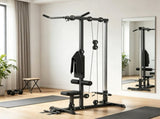 Black Lat Pull down Machine with Adjustable Seat And Flip-Up Footplate High/Low Pulley Home Gym 67804429