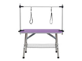 36" Folding Dog Pet Grooming Table Stainless Steel Frame Rubber Mat on Board with Adjustable Arm and 25183616