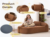 LY-048 Compression Curved Chaise Longue Chair Indoor, Modern Chenille Loveseat Couch with Deep Seat W2231P401723