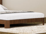 Queen-size slatted bed frame with storage, built-in charging ports, wave-shaped design, and metal W1162P440051