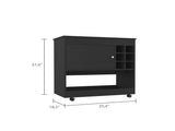 Lotus Bar Cart, Six Bottle Cubbies, One Cabinet, Four Casters, Black B097133068