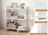 White 3-Tier Wooden Bookshelf, Engineered Board 66LBS Per Shelf Anti-Toppling Kit Included 65167441