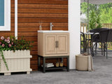 24" Bathroom Vanity White Ceramic Sink & Hot and Cold Faucet , Freestanding Bathroom Cabinet W688P224403
