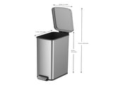 Trash Can, 7.9 Gallon Stainless Steel Slim Step Garbage Bin with Soft Close Lid, Silver 92063480