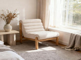 Fluffy Accent Chair Dark Beige with Natural Solid Wood Frame N767P366257E