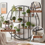 Round 5-Tier Metal Plant Stand bookcase storage rack, Indoor Living Room Terrace Garden Balcony W116290852