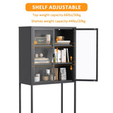 59"H Heavy Duty Metal Storage Cabinet,Sideboards & Buffet,Display Storage Cabinet with Glass Doors W2735P186329