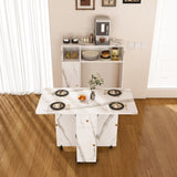 Multifunctional Folding Dining Table with Wall-Mounted Sideboard & Storage for Small 12065176