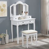 ZNTS Wooden Vanity Make Up Table and Stool Set, White 66588906