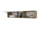 Roslyn Wall-Mounted Cabinet with Lift-Up Door, Open Compartments, Natural Oak and White B128P287526