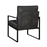 Modern Accent Chair Cushioned Seat Dark Gray Faux Leather Upholstery Black Metal Frame 1pc Style B011P255744