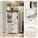 White Farmhouse Accent Cabinet - Barn Door 2 Drawers Adjustable Shelves 21927553