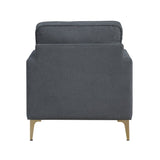 Modern Comfort Accent Chair 1pc Gray Chenille Upholstery Gold Finish Metal Legs Living Room B011P308021