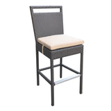 Tropez Outdoor Patio Wicker Barstool with Water Resistant Beige Fabric Cushions B2736P268523