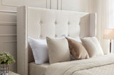 Peyton Upholstered Queen Bed / 54" High Headboard / Traditional Hand Buttoned Tufting / Nailhead B083P152026
