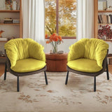 Velvet Accent Chair Barrel Chair with Metal Legs Modern Comfy Armchair Accent Reading Chair for 00937279