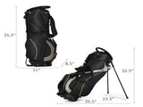 Water-Resistant Golf Stand Bag - 420D Nylon, 3-Way Dividers7 Zipper Pockets, Black 89060465