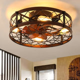 (Amazon No Listing)Caged Ceiling Fans with Lights Black, 20 inch Flush Mount Ceiling Fan Light, W1340103794