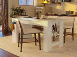 U_Style-CA 3-in-1 Sideboard with Foldable Tabletop, Marble Grain Top, 2-Door Storage Cabinet, N711P427079K