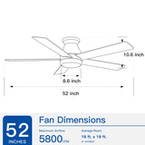 52" Low Profile Ceiling Fan in Brushed Nickel with Silver Blades W1367P185769