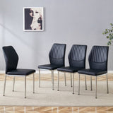 4-piece set of black silver light luxury PU dining chairs ergonomic backrest, 36.7 inches high, W1151P282690