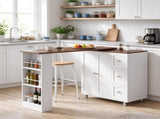 Bar Table with Storage with 3 Drawers and Side Shelves for Dining Room, Apartment & Small Space 24372362