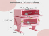 20.7" Wide Pink Robot LED Nightstand with 360&deg Rotating Drawer - Modern End Table 98587813