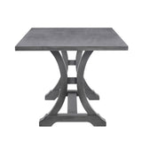 6-Piece Farmhouse Table Set, Rectangular Trestle Table and 4 Upholstered Chairs & Bench for 82603456
