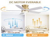 42 Inch Flush Mount Ceiling Fans with LED Light 22W and Remote Control 5 ABS Fan Blades for Indoor W882P322243