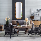 31.4x1.4x74" Oversized Wooden Floor Mirror with Unique Brown Frame W2078P201297