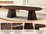 Walnut-colored Round Wooden Coffee Table, Flexible and Extendable,Space-saving,Fashionable Oval W3590P491826