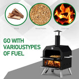 ZNTS Outdoor Pizza Oven Wood Fired 2-Layer Pizza Ovens Outside Pizza Maker with Stone, Removable Cooking 87975879