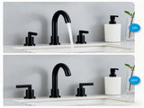 Bathroom Faucet 2 Handle Matte Black Bathroom Faucet Widespread 3 Hole 360&deg Swivel Spout Modern T3177P412847
