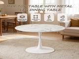 42.1" white marble Color Tulip Table, Mid-century Dining Table for 4-6 People - Round MDF Table W234P453955