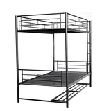 Twin Over Twin Metal Bunk Bed with Shelf and Guardrails, Black MF305475AAB
