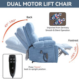Blue Heat Massage Dual Motor Infinite Position Up to 350 LBS Large Electric Power Lift Recliners W1803P264051