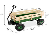 Heavy Duty Steel Wooden Side Support Cargo Wagon with 10" All-Terrain Air Tires, Up to 220lb Load 30075861