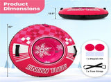 600D Waterproof Oxford Cloth Snow Sled, Reinforced Handles Removable Tow Strap for Adults Kids-Pink 79569343