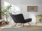 Teddy Fabric Wingback Glider Rocker with Side Storage Pocket, Soft Comfy Nursing Rocking Chair, 67056942