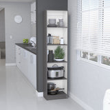 Home Xs Bookcase with 5-Tier Shelves and Slim Design -Matt Gray / White -Office B200137836