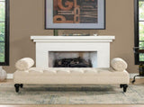 Lewis Bolster Arm Entryway Bench, Sky Neutral Beige Polyester B2719P238173